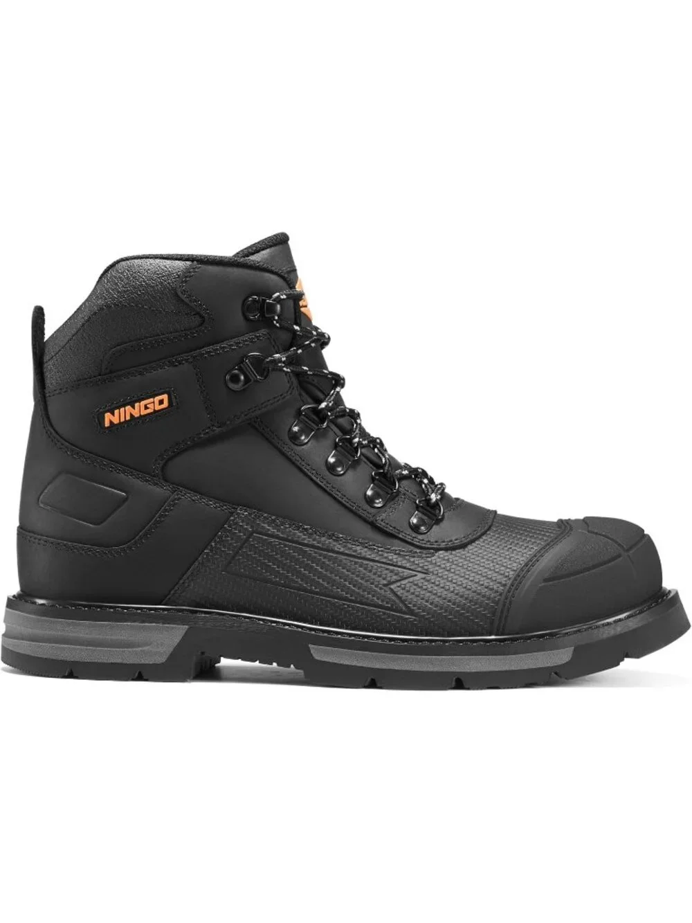 Men's Black Breathable Shoes Low Heel High Top Steel Toe Non Slip Hiking Boot